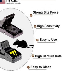 Mouse Trap, Small Mice Trap Indoor Quick Effective Sanitary M01-12Pack, Black