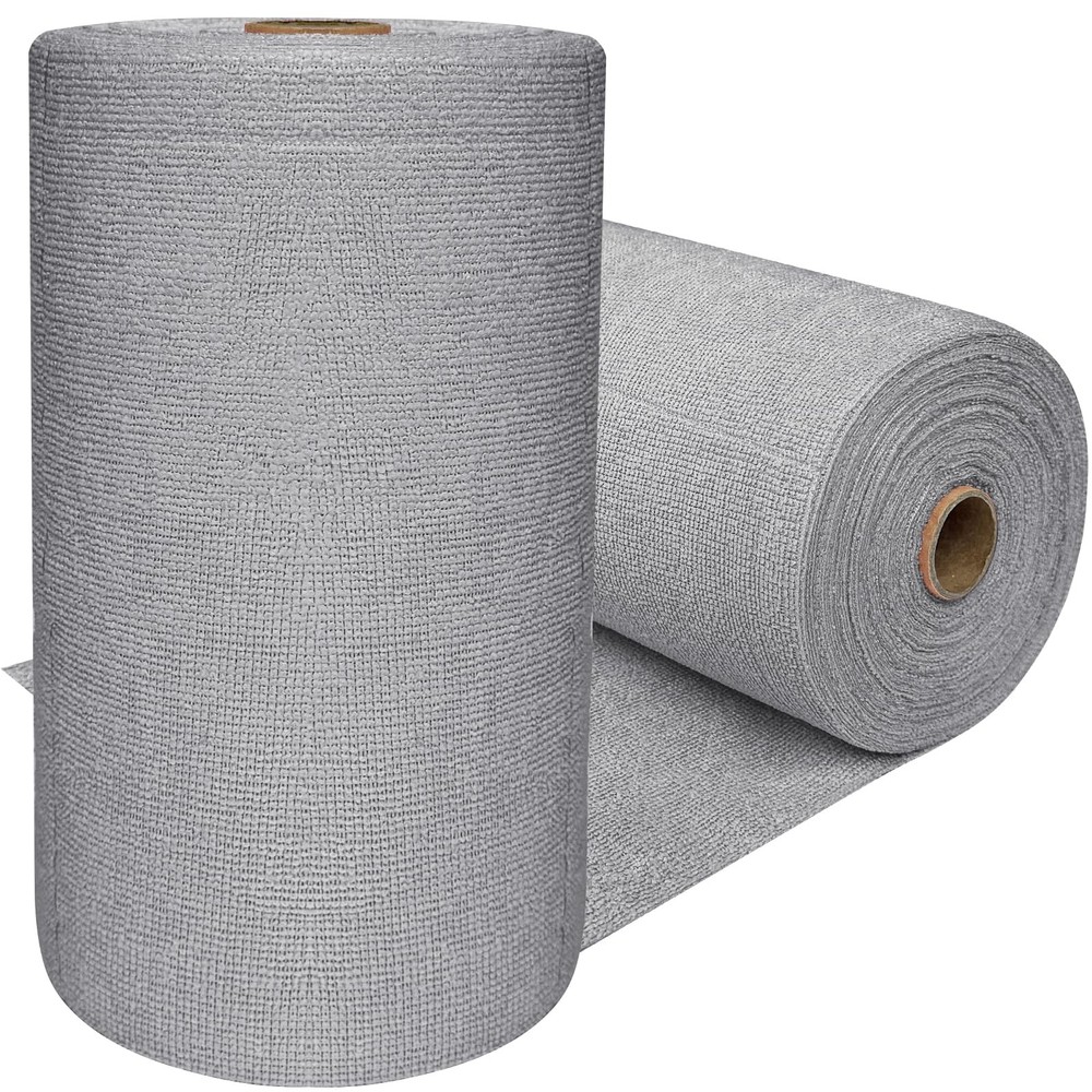 OJYUDD 75 Pack Microfiber Cleaning Cloth Roll,Reusable 10 X 10 Inches, Grey