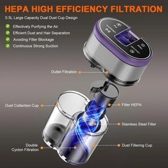 UVC001 Corded Hand Vacuum 0.5L Bagless HEPA UV-C Light LED Display
