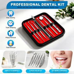 G.CATACC Dental Tools, 7 Piece Set, 6 Pack Tools With Black Case