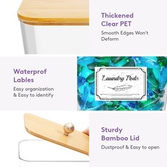Lifewit Laundry Pods Container with Lid, Dryer Sheet 0.53+0.7gal, Natural
