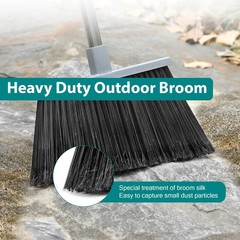 PBHEPJ Broom, 4 Pack Outdoor Broom for Floor Cleaning, 58″ Long 4 pack, Gray