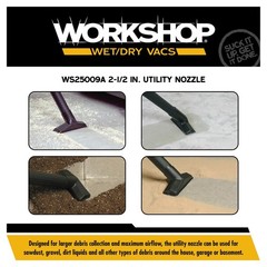 WORKSHOP Wet/Dry Vacs Shop Vacuum Accessories WS25009A Utility Nozzle Attachm…