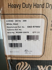 World Dryer DA5-974AU White Enamel Steel Heavy Duty Commercial Hand Dryer *NEW*