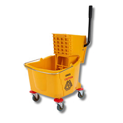 35-Quart Commercial Mop Bucket with Side-Press Wringer, Integrated Pour Spout, a