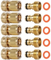 SHOWNEW Quick Connect Hose Fitting, Solid Brass Garden 5 Packs,