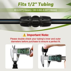 FoxRose 12 Pack 1/2 Inch Drip Irrigation 1/2″ Nut Coupling-12P, Black