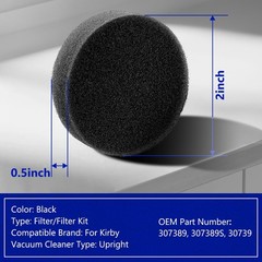HASMX Foam Sponge Filter for Kirby Upright Vacuum Cleaners G3, G4, G5, Black