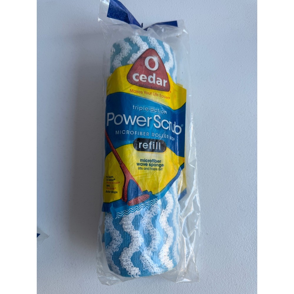 O-Cedar Triple-Action Power Scrub Microfiber Roller Mop Refill Blue White
