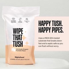 Wipe That Tush On-The-Go Flushable Wipes – 1 30 Count (Pack of 1), White