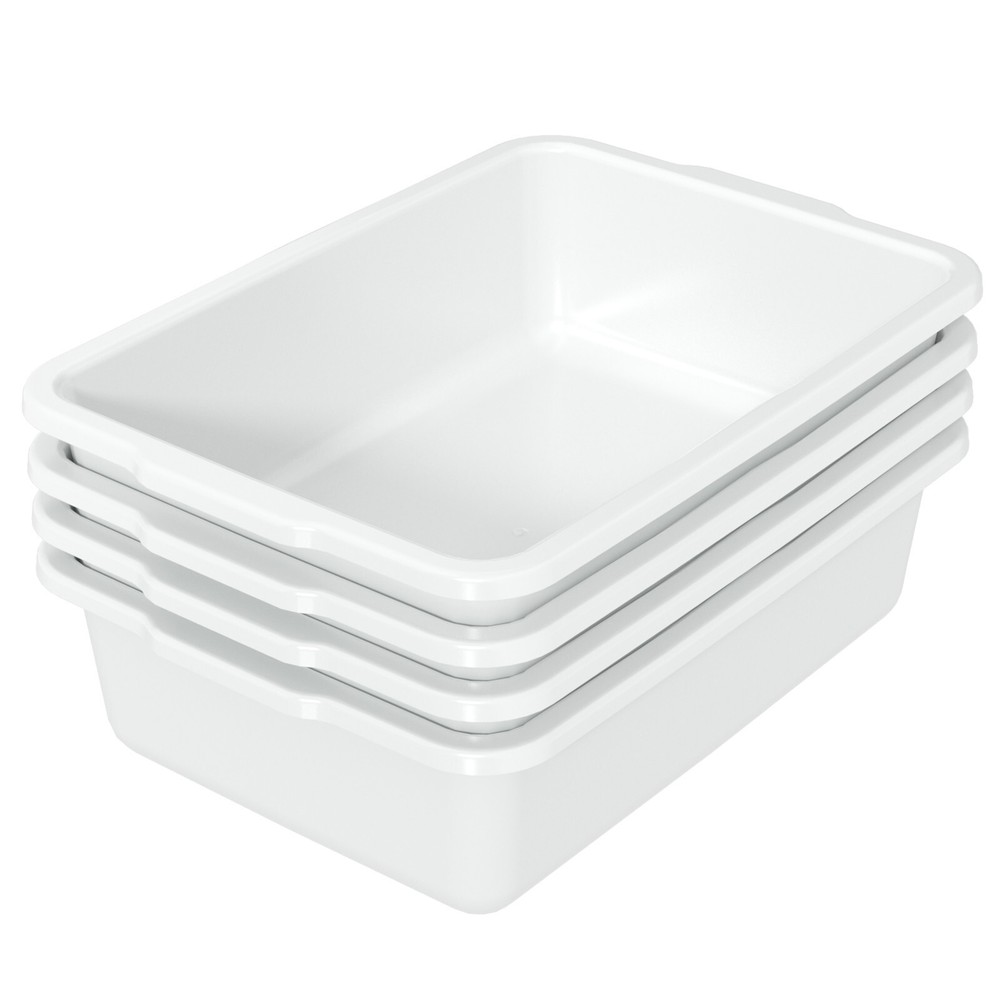 IDOTRY 32 L Large Commercial Bus Box, 4 Pk Plastic Bus Tubs for Restaurant White