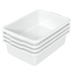 IDOTRY 32 L Large Commercial Bus Box, 4 Pk Plastic Bus Tubs for Restaurant White