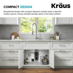 KRAUS WasteGuard 1/2 HP Continuous Feed Ultra-Quiet Motor Garbage Disposal wi…