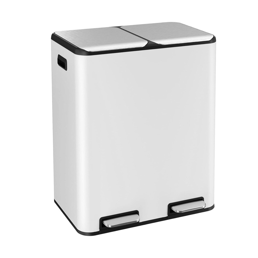 ComfyCorner 16 Gal (2 x 30 L) Dual Trash Can, Stainless Steel Kitchen Garbage…