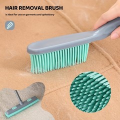 Conliwell Rubber Broom Carpet Rake for Pet Hair, Fur Iron Handle, Blue