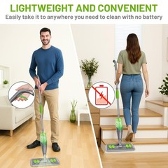 IOPRETTY Spray Mop for Floor Cleaning – Wet Dry Hardwood Medium, Gray Green