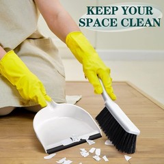 Zubebe 12 Pcs Mini Dustpan and Brush Set, Small Broom Mainly White