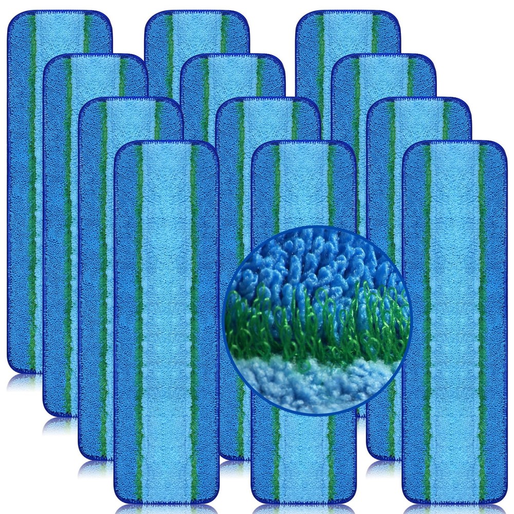 FURCIELOS 12 Pack 18 Inch Deep Cleaning 12 Mop, Blue