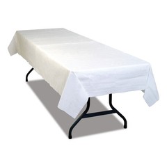 Tablemate PT549WH 54 x 108 Table Set Poly Tissue Table Cover – White (6/PK) New