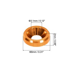 MECCANIXITY M3 Cone Cup Countersunk Washers,Hole Dia 3.1mm/0.12 M3, Orange