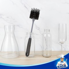 MR.SIGA Long Handle Bottle Brush, Flexible Scrub 2 Count (Pack of 1), Black