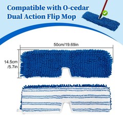 3 Pack Mop Heads Replacements for Ocedar 3 Blue Chenille Flip Pads