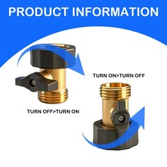 LIULO TOOL 2 Pack Brass Garden Hose Shut-Off Valve, 3/4 Inch 2, Brass, Black