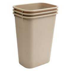 Janitorial Rectangular Waste Baskets Beige 41 Quart 15 1/4Wx11Dx19 5/8H Inch
