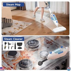 10-in-1 Steam Mop & Handheld Steamer for Vinyl, Carpet, Tile – 23ft Cord, 15oz