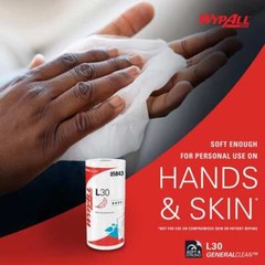 24 Small Rolls WypAll L30 White Wipes: 70 Wipes per Roll, 11″ x 10.4″ Each Sheet