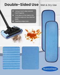 RuannoClean Steam Mop Replacement Pads Compatible with Wagner Blue -4pack