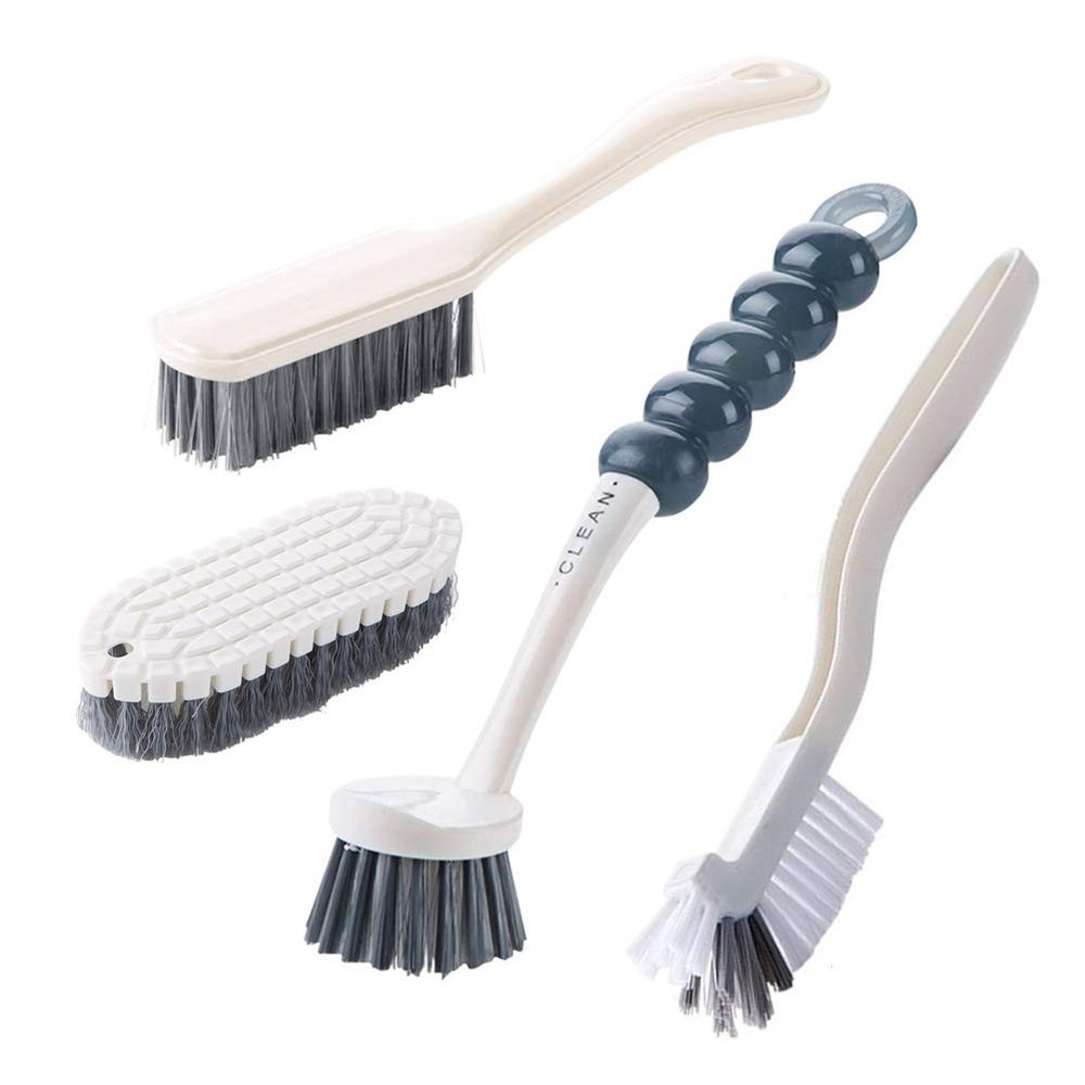 Multi-Purpose Scrub Brush Set – 4 Pack Kitchen Cleaning Brushes with Gray