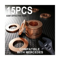 15 PCS Dcoecue Oil Drain Plug Gasket Washer, M14 Copper Crush Washers, Compat…