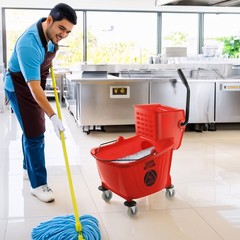 33 Quart Commercial Mop Bucket with Side Press Wringer, Red