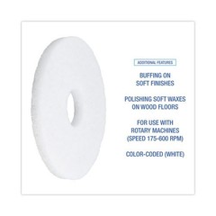 Boardwalk Polishing Floor Pads, 12″ Diameter, White, 5/Carton