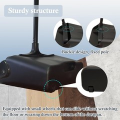 Primero Basics Pivoting Upright Dust Pan with Long Handle and Large, Black