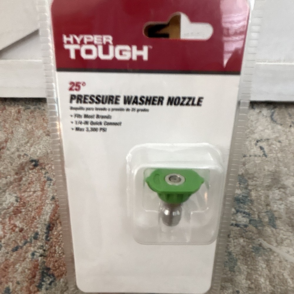 Hyper Tough 25° Pressure Washer Nozzle Tip 1/4 in Quick Connect 3300 PSI