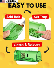 Motel Mouse Humane Traps No Kill Live Catch and Regular Green 4 Pack