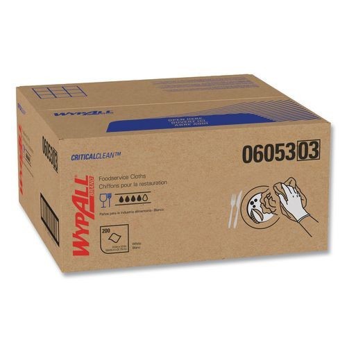 WypAll 06053 X50 Foodservice Towels, 1/4 Fold, 23.5 x 12.5, White, 200/Carton