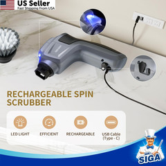MR.SIGA Electric Spin Scrubber for Kitchen and Bathroom 5.9 X 6.0 Inch, Gray