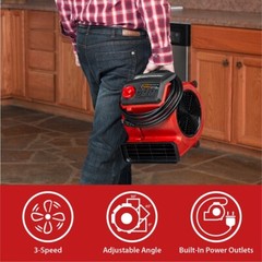 Vacmaster Air Mover Blower Fan Dryer Cooling Carpet Wall Floor Dryers 3-Speed