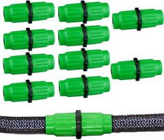 10 Sets Expandable Garden Hose Repair Kit, Plastic Flex ½ inch, Green
