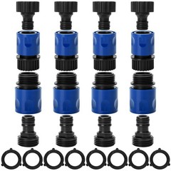 Bates- Garden Hose Quick Connectors, 4 Set, 3/4 Inch, Male and Blue