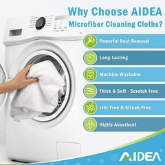 AIDEA Microfiber Cleaning Cloth White 50PK, 12 in. x 12 in.,