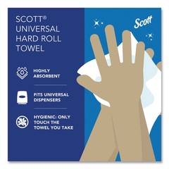 Scott® Hard Roll Towels, 1.5 Core, 8 x 800ft, White, 12 Rolls/Carton