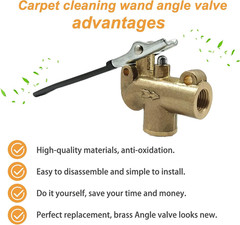 1/4″ Carpet Cleaning Wand Angle Valve, Brass Angled Flow Control Valve for Carpe