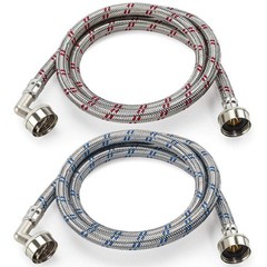 【UPGRADE】4FT Washing Machine Hoses with 90 4FT-Stainless Steel, Blue,Red