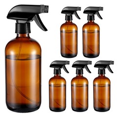 Pafeooui 6 Pack Amber Glass Spray Bottles, Refillable 16 oz Empty Bottle…