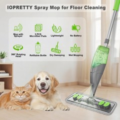IOPRETTY Spray Mop for Floor Cleaning – Wet Dry Hardwood Medium, Gray Green