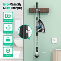 YKYI Electric Spin Scrubber, Cordless Power Scrubber Cleaning 44*16*7cm, Gray